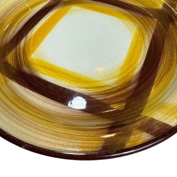 3 Vintage Metlox Vernon Ware Organdie Brown Yellow Plaid Salad Plates 6.2' - Picture 4 of 7